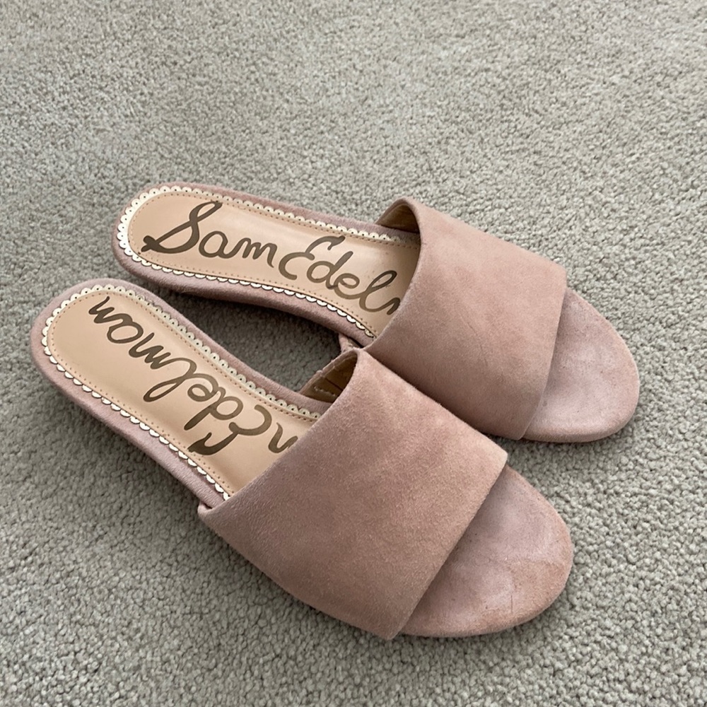 Sam Edelman blush genuine suede mule slides